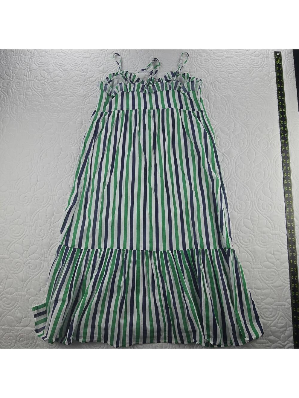 J.Crew Green Blue White Ruffle Striped Summer Sundress Tie Front Size XS - Picture 4 of 9